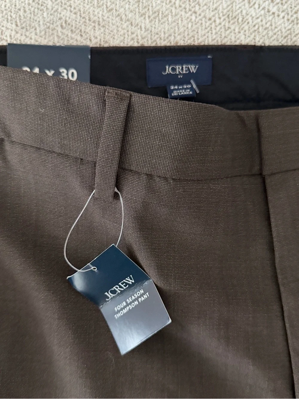 J. Crew Men's Dark Brown Dress Trousers Wool Blend